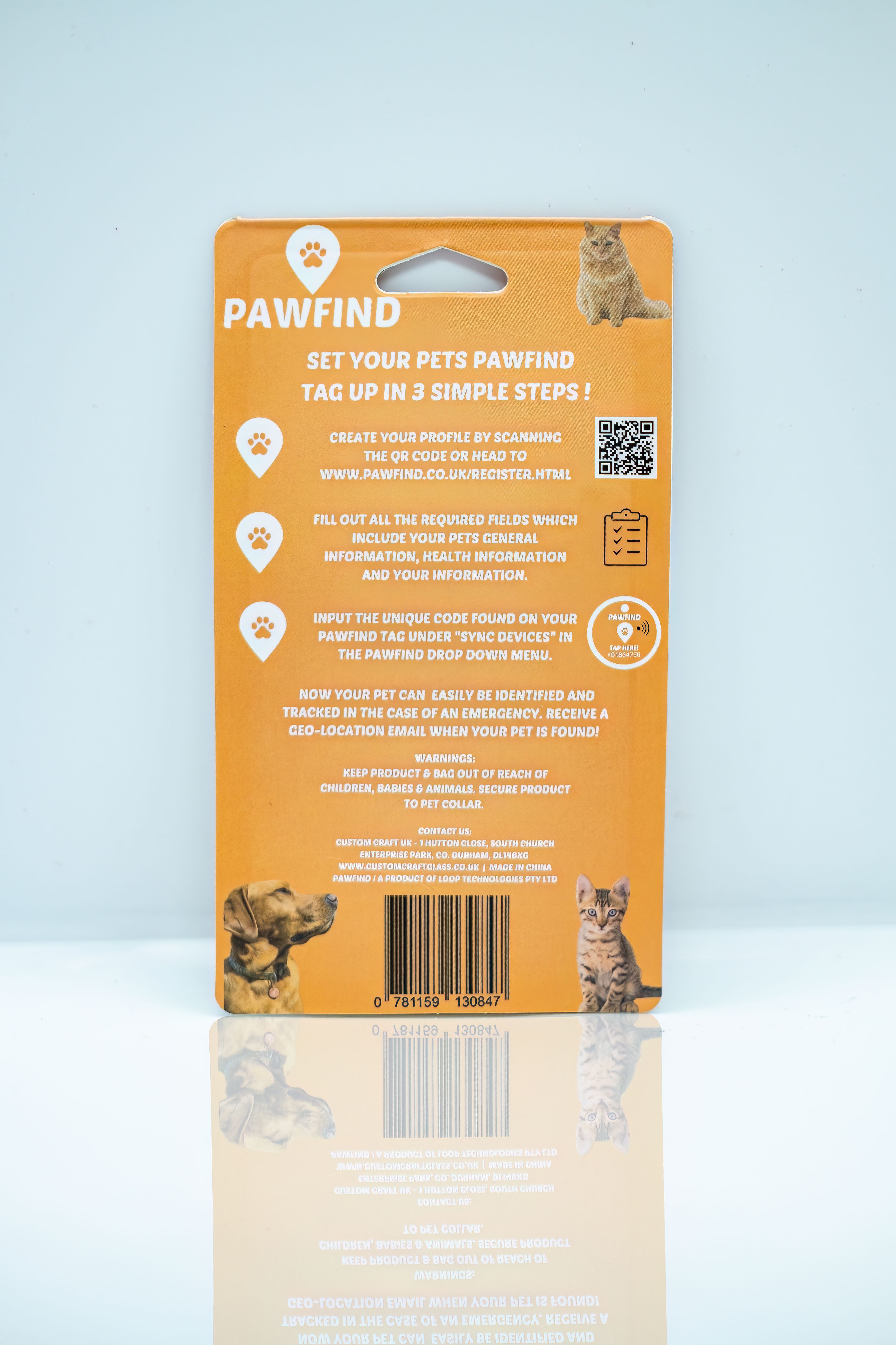 Pawfind Smart Pet Tag - Packaging Back